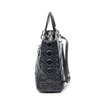 Handbag Large Lady Dior Zip Black Cannage Lambskin Leather