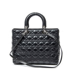 Handbag Large Lady Dior Zip Black Cannage Lambskin Leather