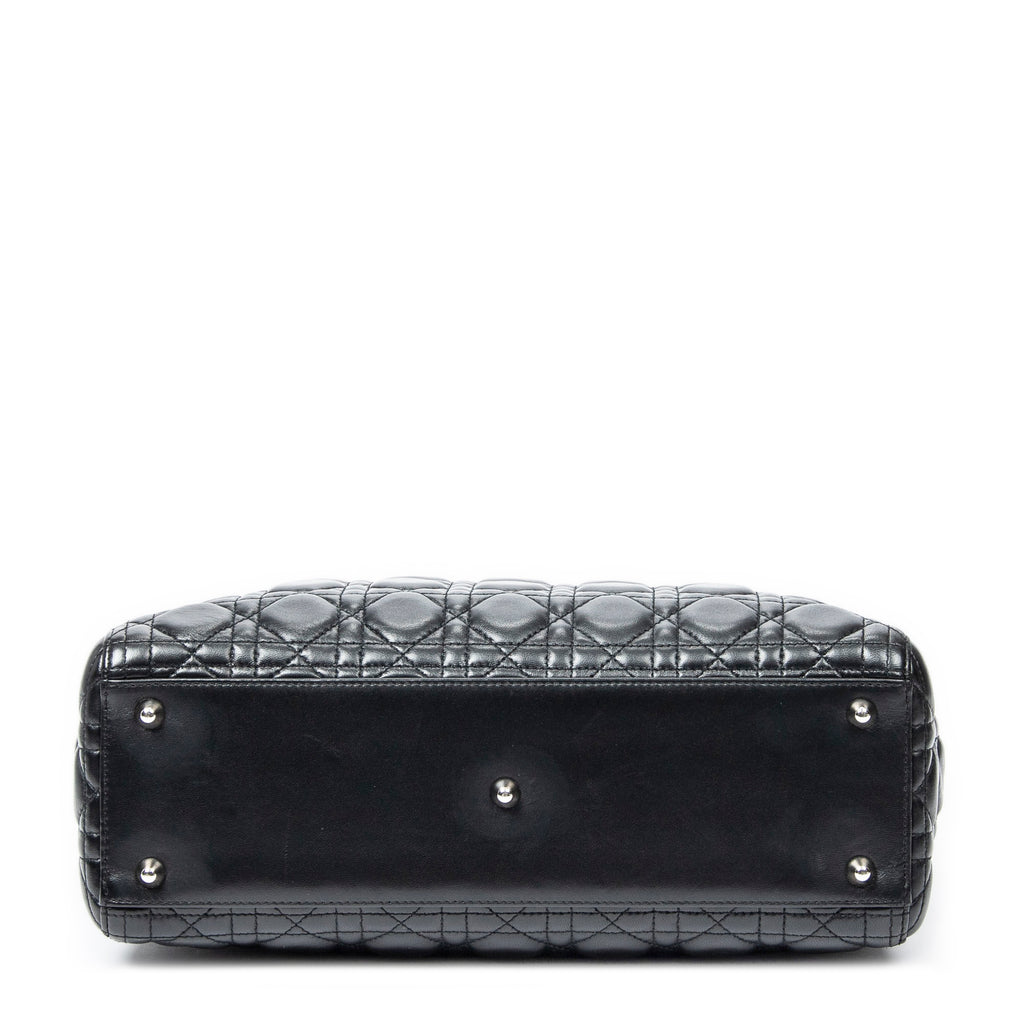 Handbag Large Lady Dior Zip Black Cannage Lambskin Leather