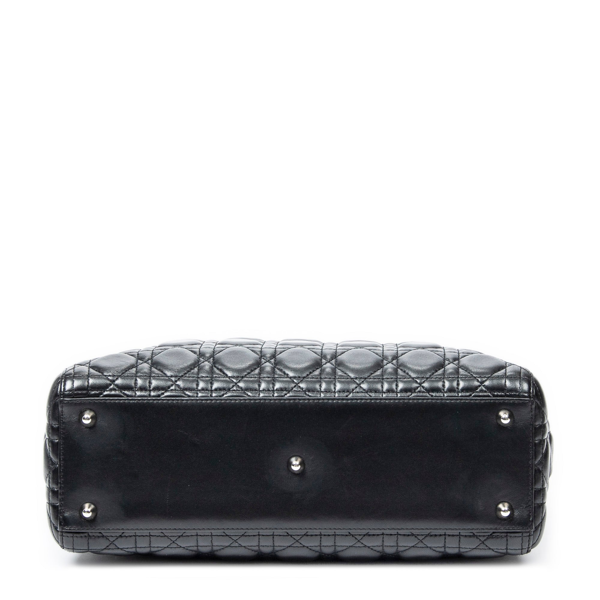 Handbag Large Lady Dior Zip Black Cannage Lambskin Leather