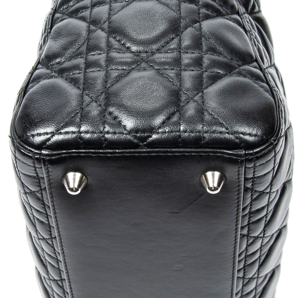 Handbag Large Lady Dior Zip Black Cannage Lambskin Leather