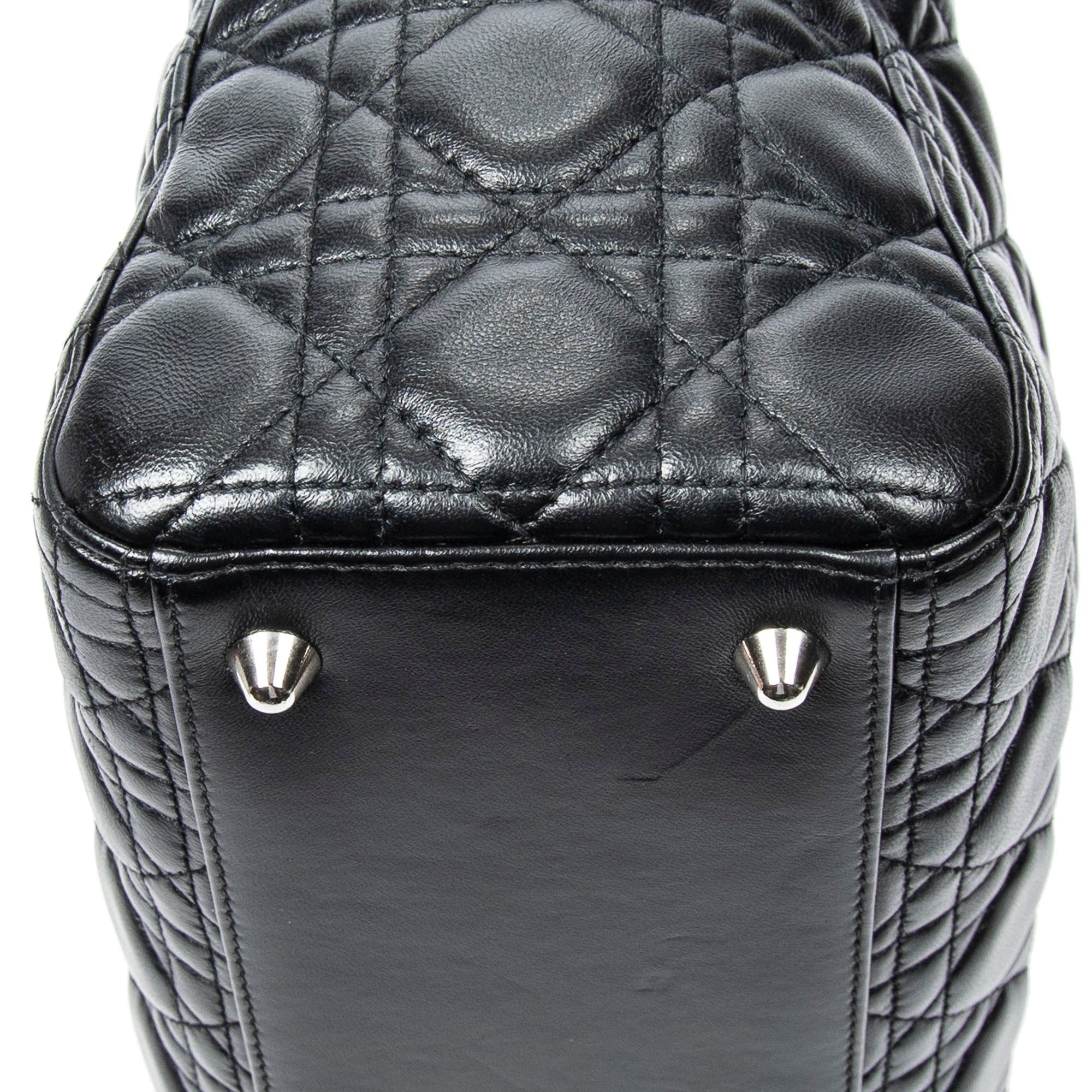 Handbag Large Lady Dior Zip Black Cannage Lambskin Leather