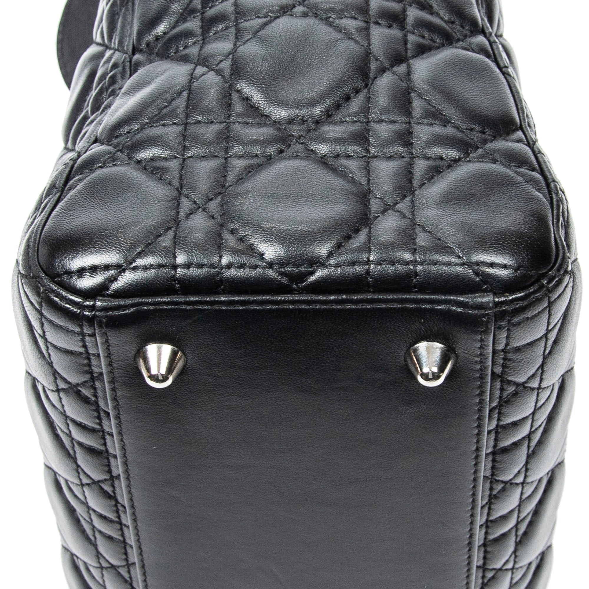 Handbag Large Lady Dior Zip Black Cannage Lambskin Leather