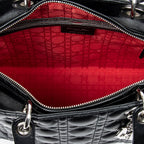Handbag Large Lady Dior Zip Black Cannage Lambskin Leather
