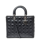 Handbag Large Lady Dior Zip Black Cannage Lambskin Leather