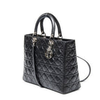 Handbag Large Lady Dior Zip Black Cannage Lambskin Leather