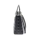 Handbag Large Lady Dior Zip Black Cannage Lambskin Leather