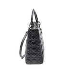 Handbag Large Lady Dior Zip Black Cannage Lambskin Leather