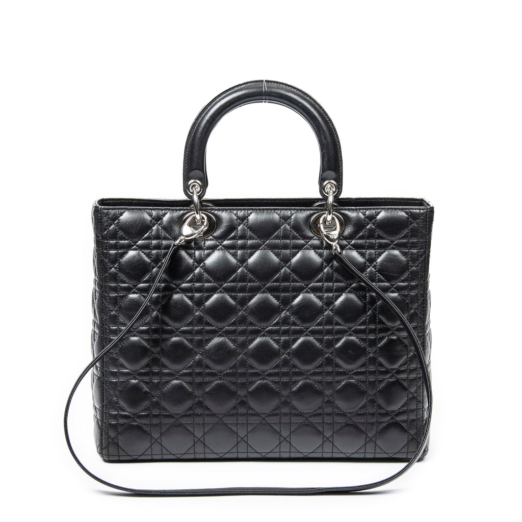 Handbag Large Lady Dior Zip Black Cannage Lambskin Leather