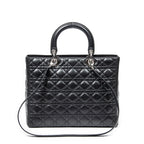 Handbag Large Lady Dior Zip Black Cannage Lambskin Leather