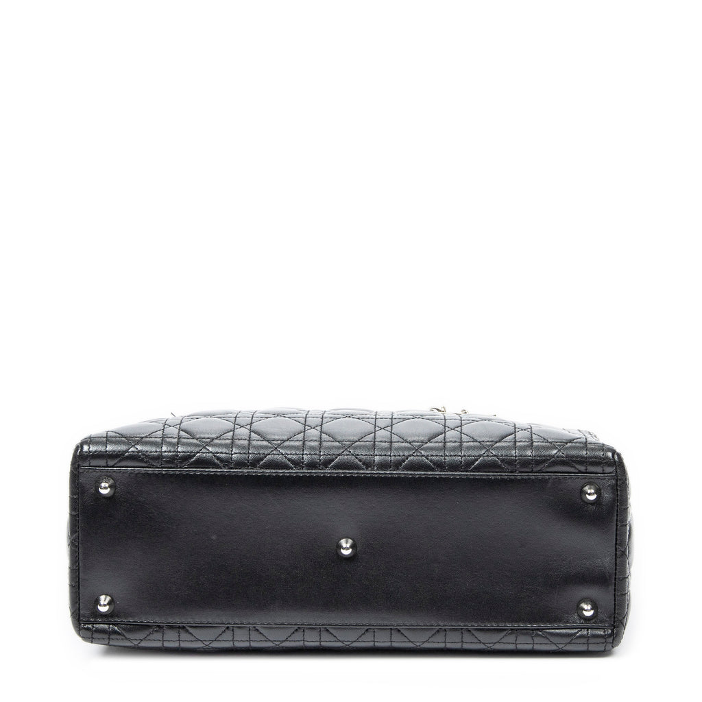 Handbag Large Lady Dior Zip Black Cannage Lambskin Leather