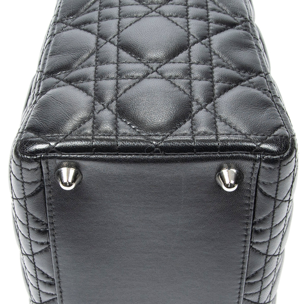 Handbag Large Lady Dior Zip Black Cannage Lambskin Leather