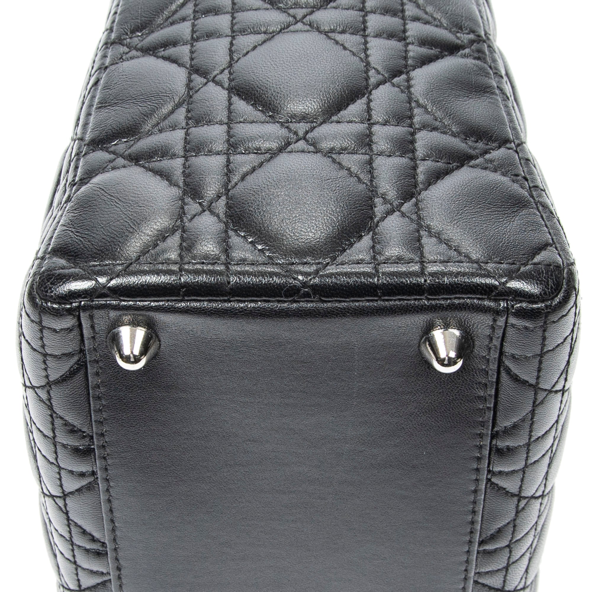 Handbag Large Lady Dior Zip Black Cannage Lambskin Leather