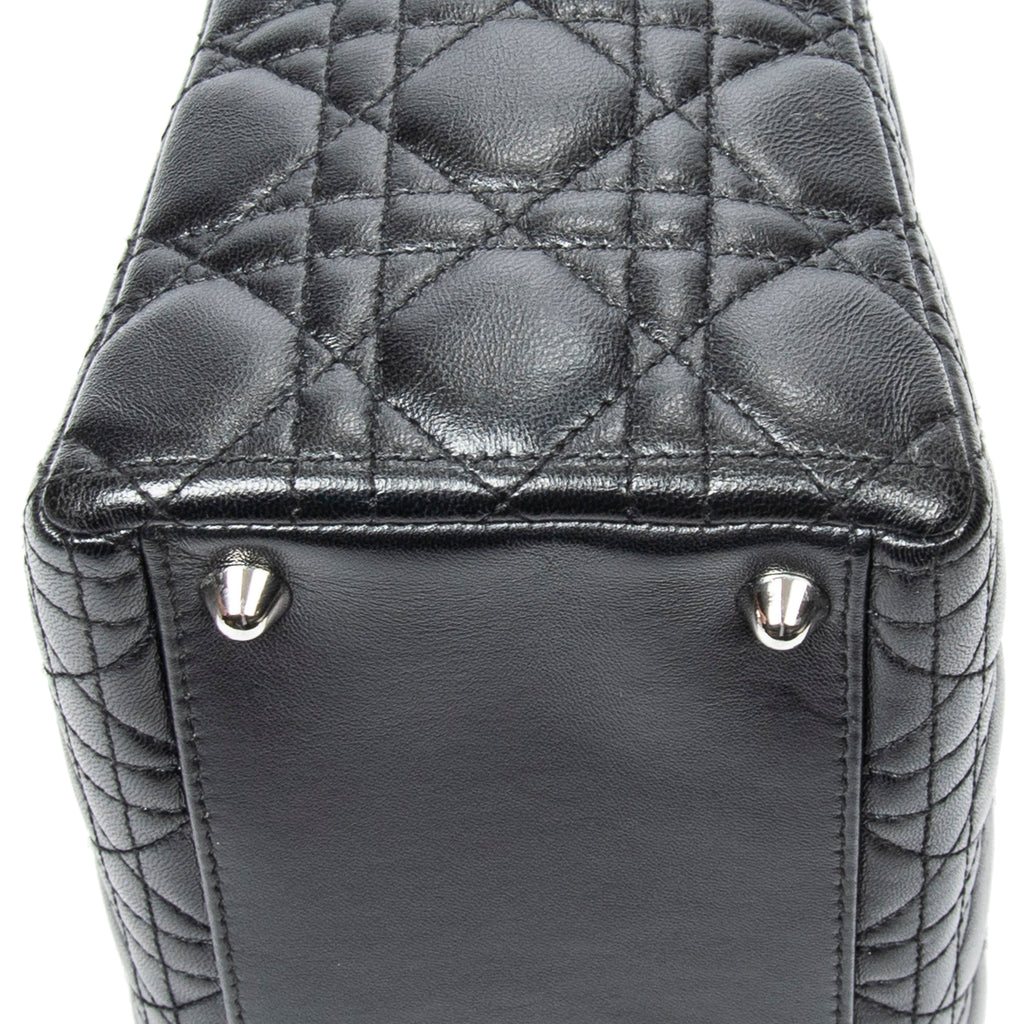Handbag Large Lady Dior Zip Black Cannage Lambskin Leather