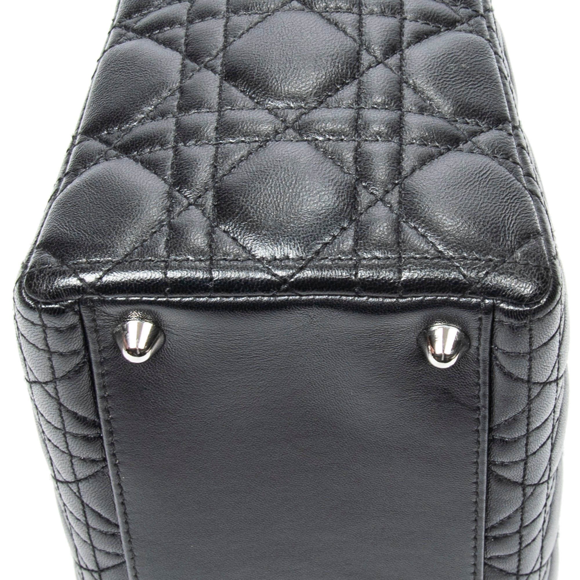 Handbag Large Lady Dior Zip Black Cannage Lambskin Leather