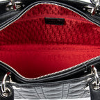 Handbag Large Lady Dior Zip Black Cannage Lambskin Leather