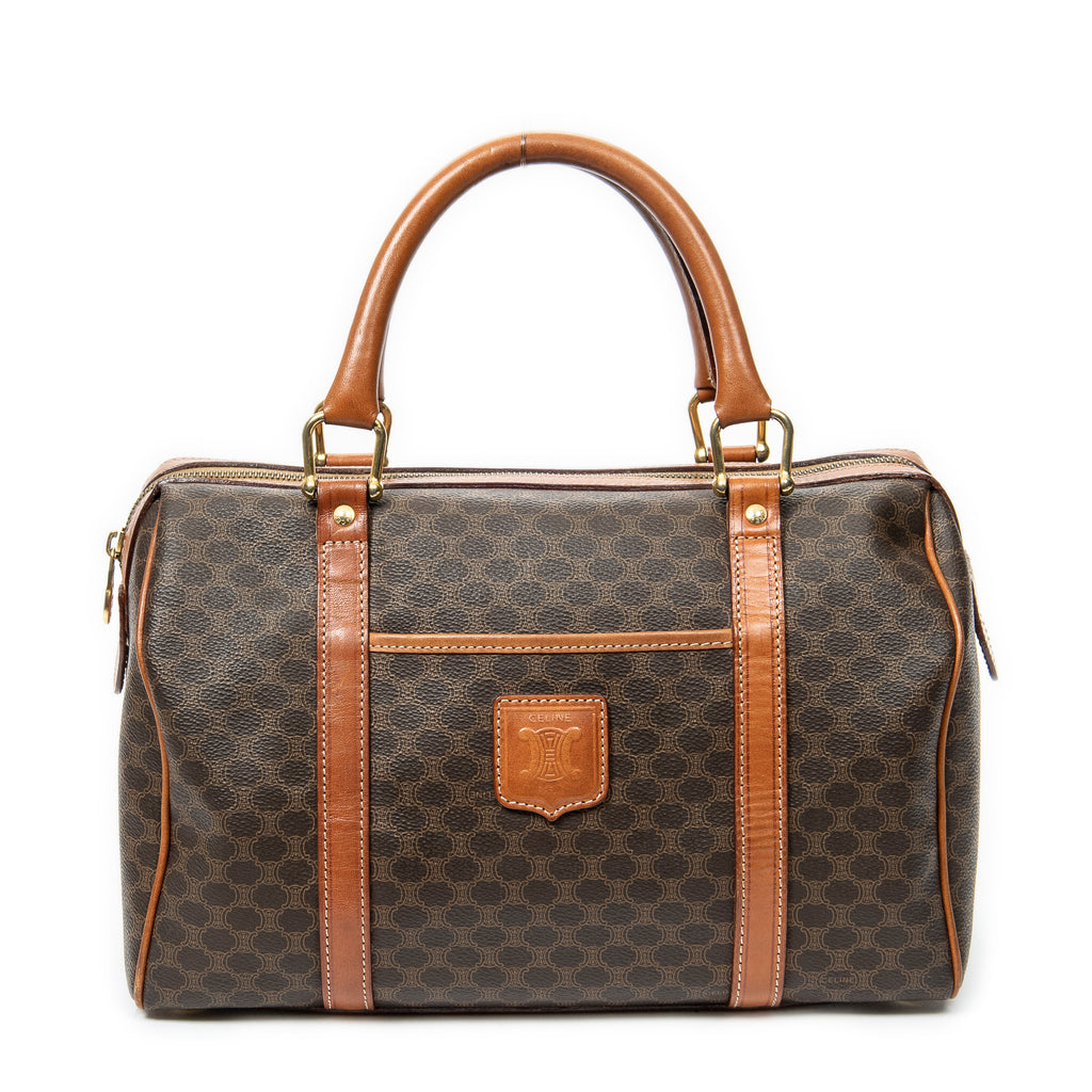 Handbag Vintage Small Boston Brown Macadam Coated Canvas