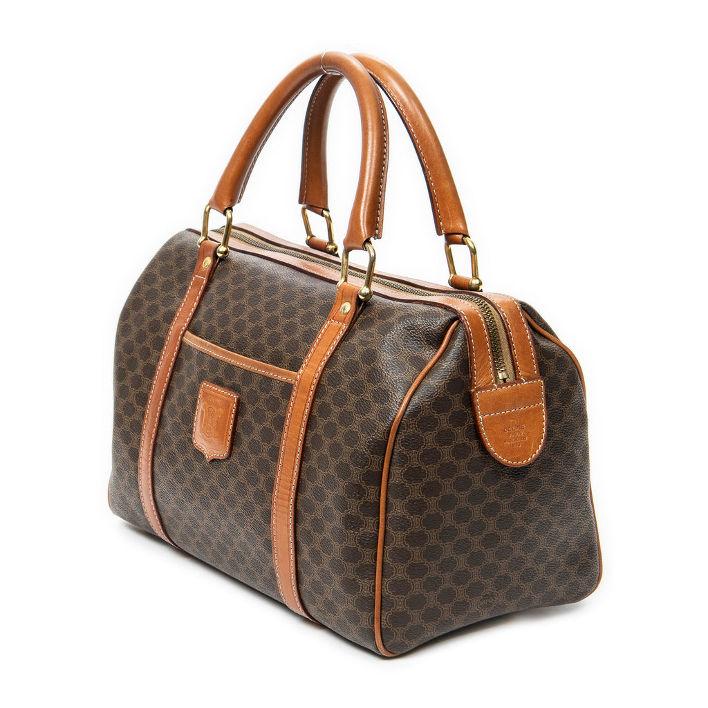 Handbag Vintage Small Boston Brown Macadam Coated Canvas