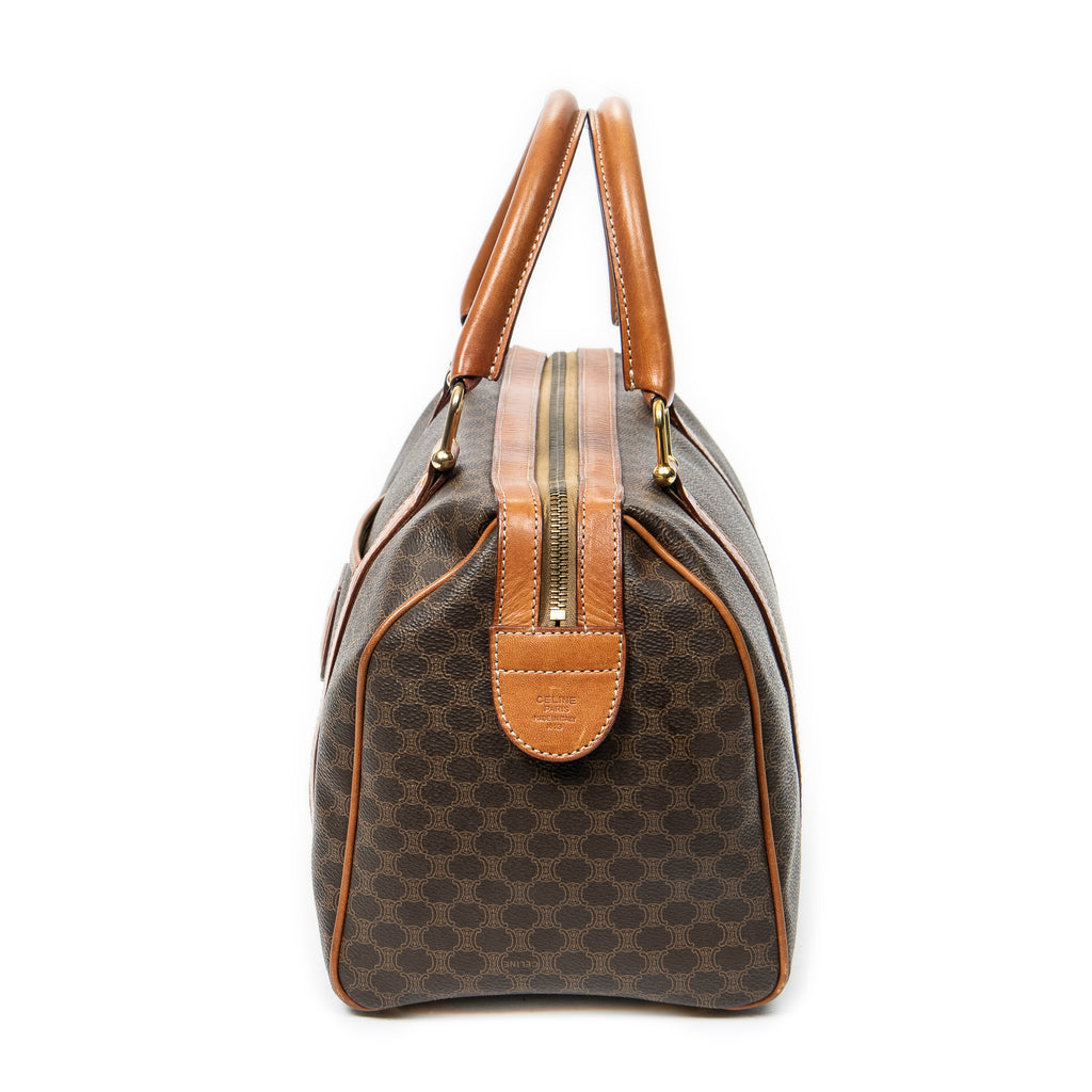 Handbag Vintage Small Boston Brown Macadam Coated Canvas