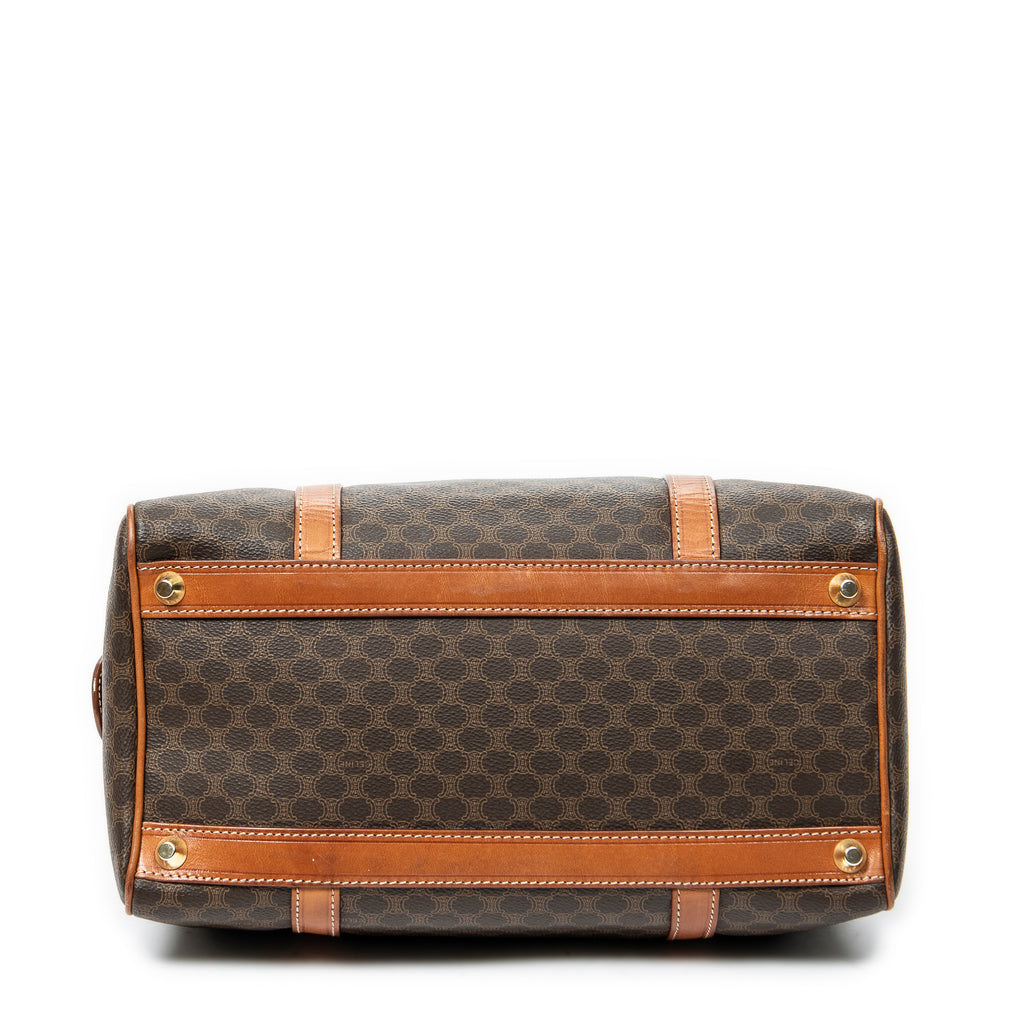 Handbag Vintage Small Boston Brown Macadam Coated Canvas