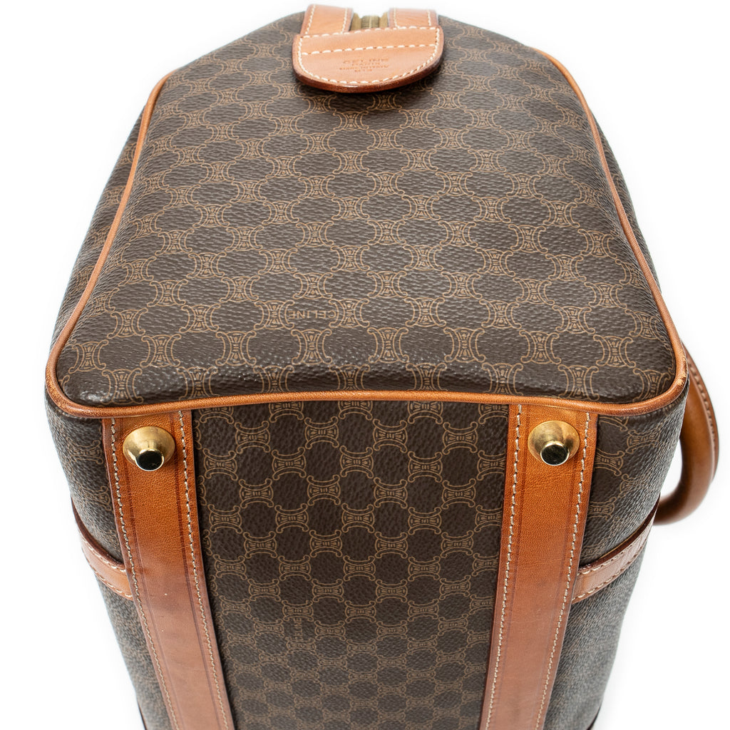 Handbag Vintage Small Boston Brown Macadam Coated Canvas