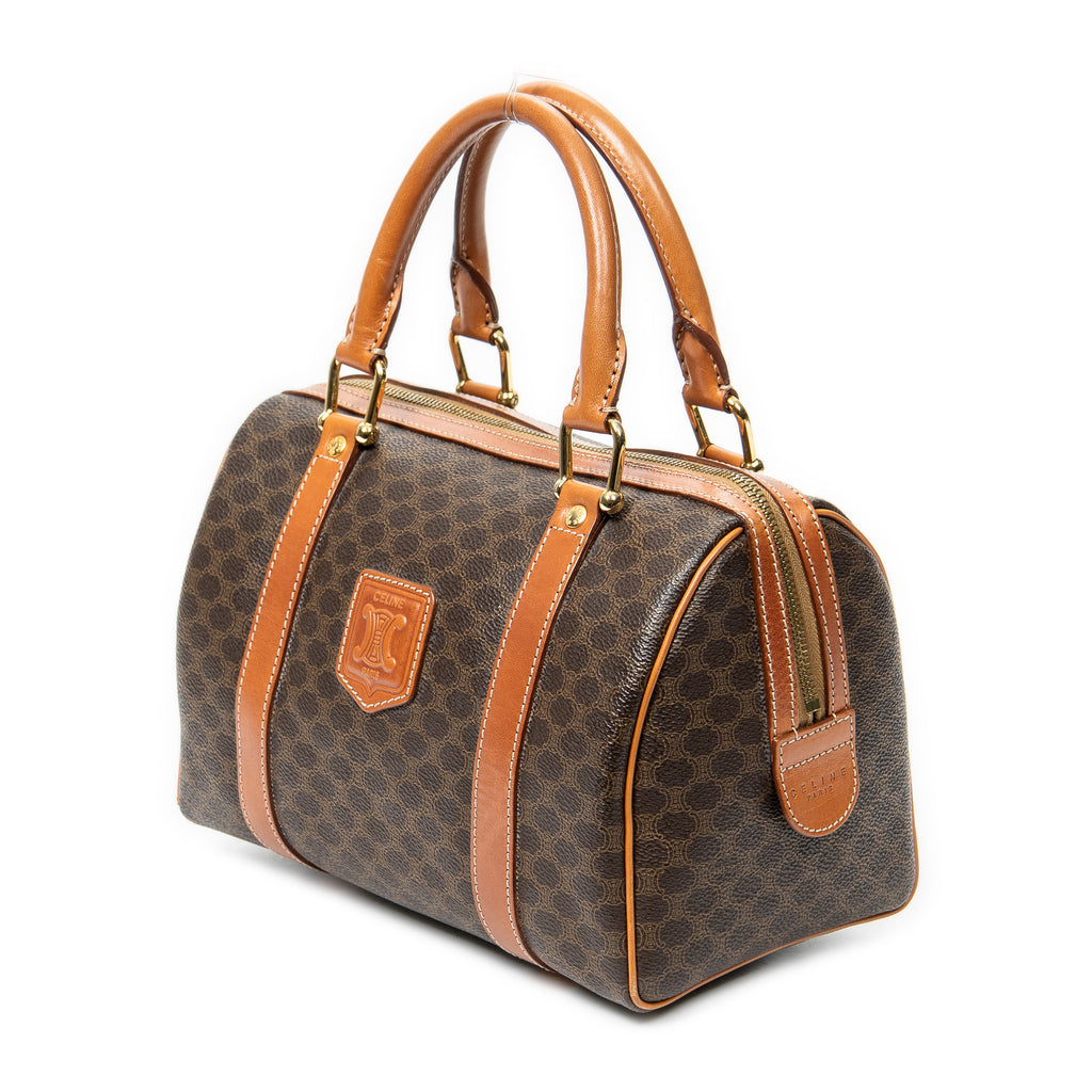 Handbag Vintage Mini Boston Brown Macadam Coated Canvas