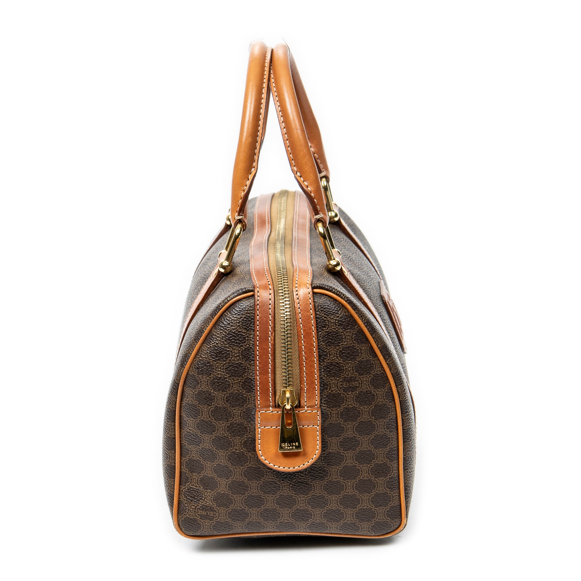 Handbag Vintage Mini Boston Brown Macadam Coated Canvas