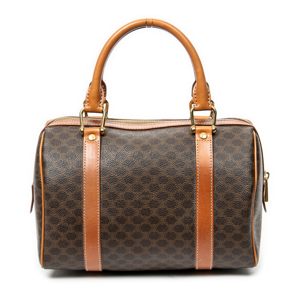 Handbag Vintage Mini Boston Brown Macadam Coated Canvas