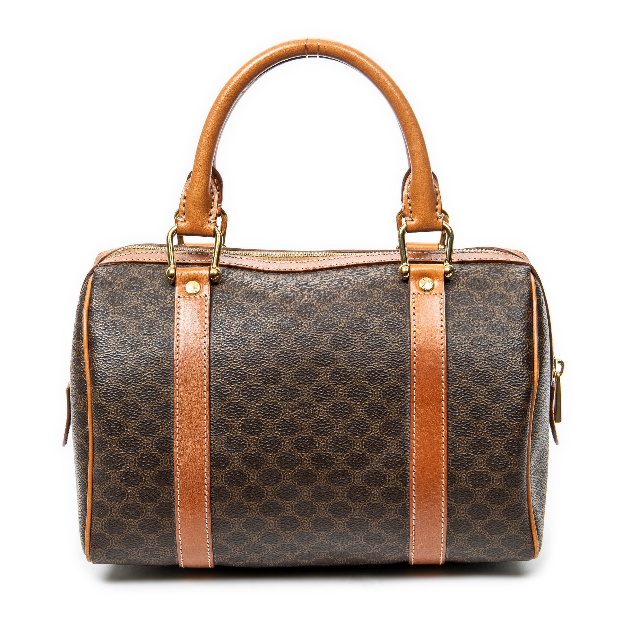 Handbag Vintage Mini Boston Brown Macadam Coated Canvas