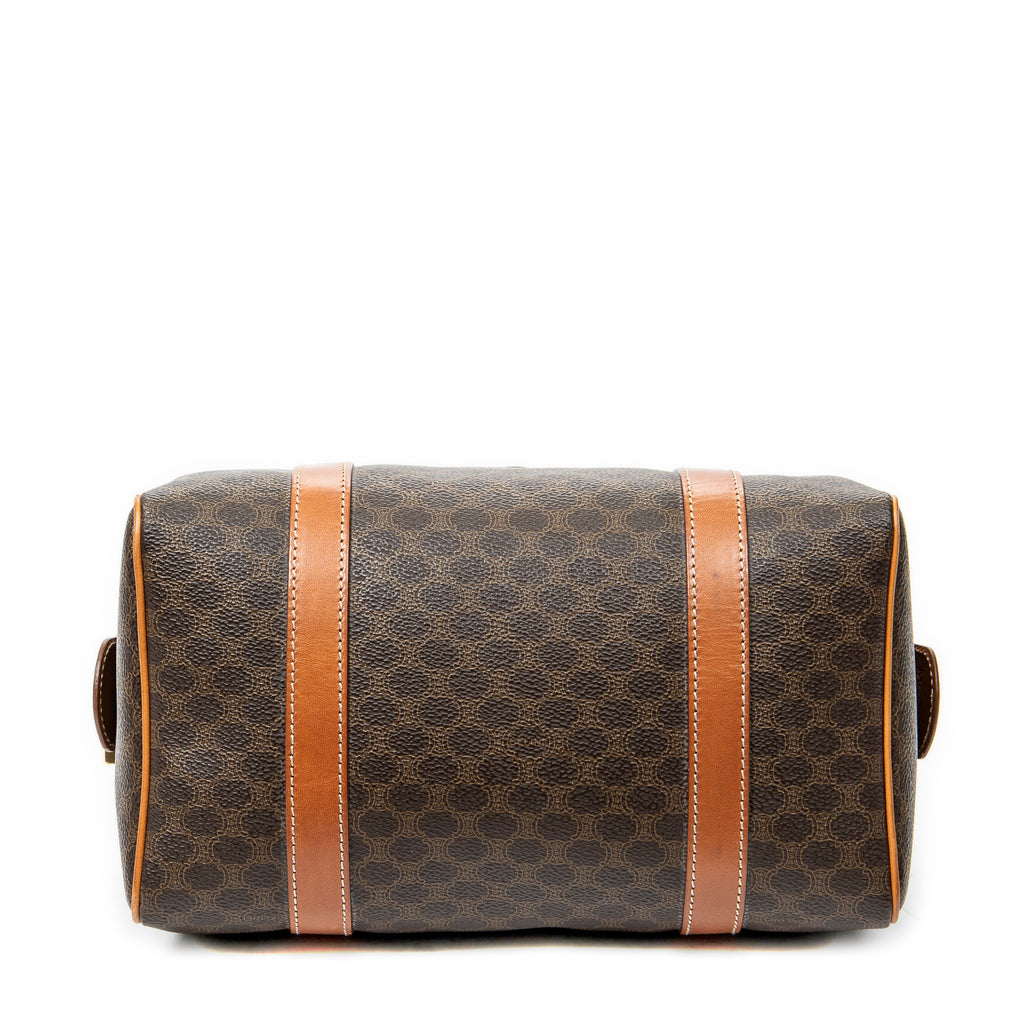 Handbag Vintage Mini Boston Brown Macadam Coated Canvas
