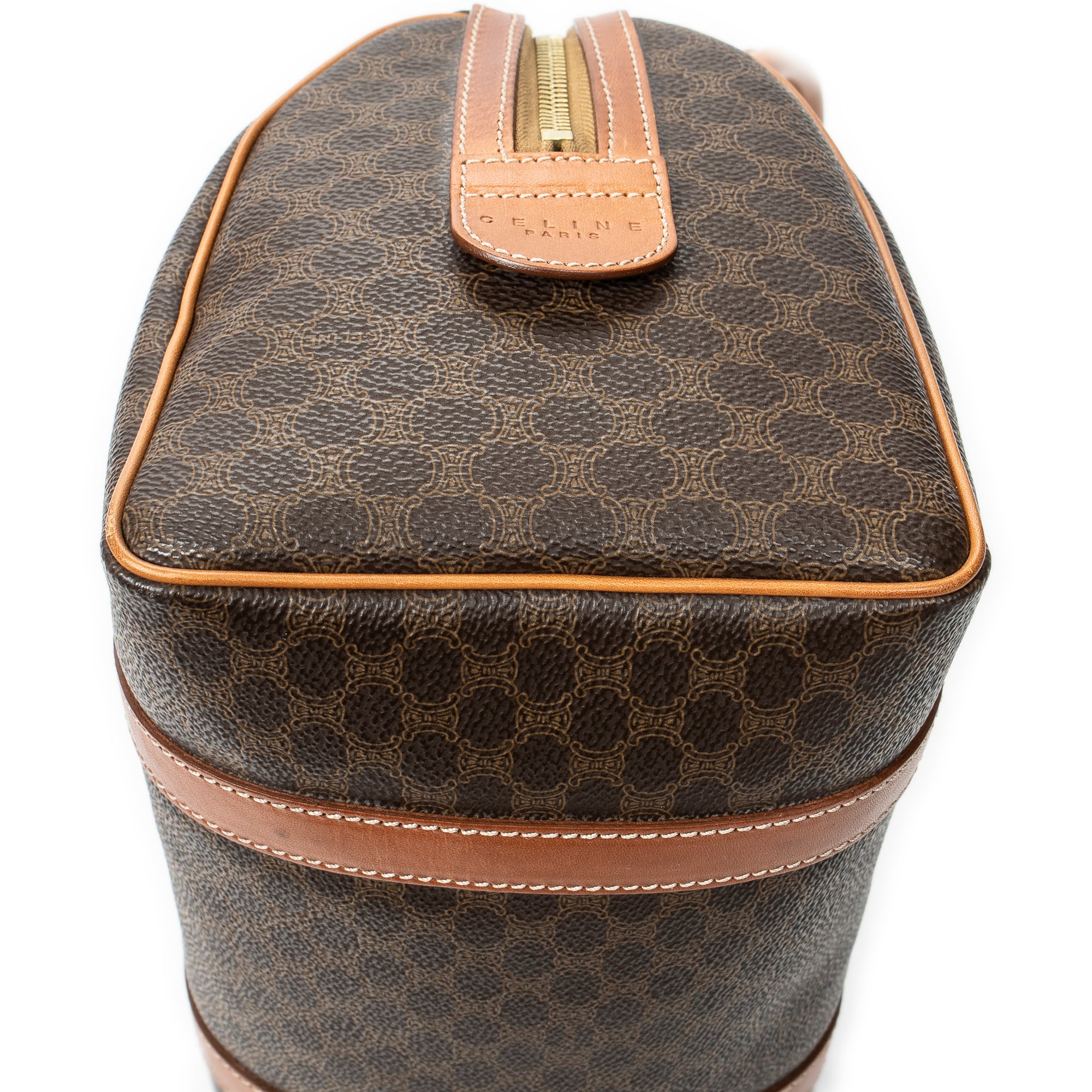 Handbag Vintage Mini Boston Brown Macadam Coated Canvas