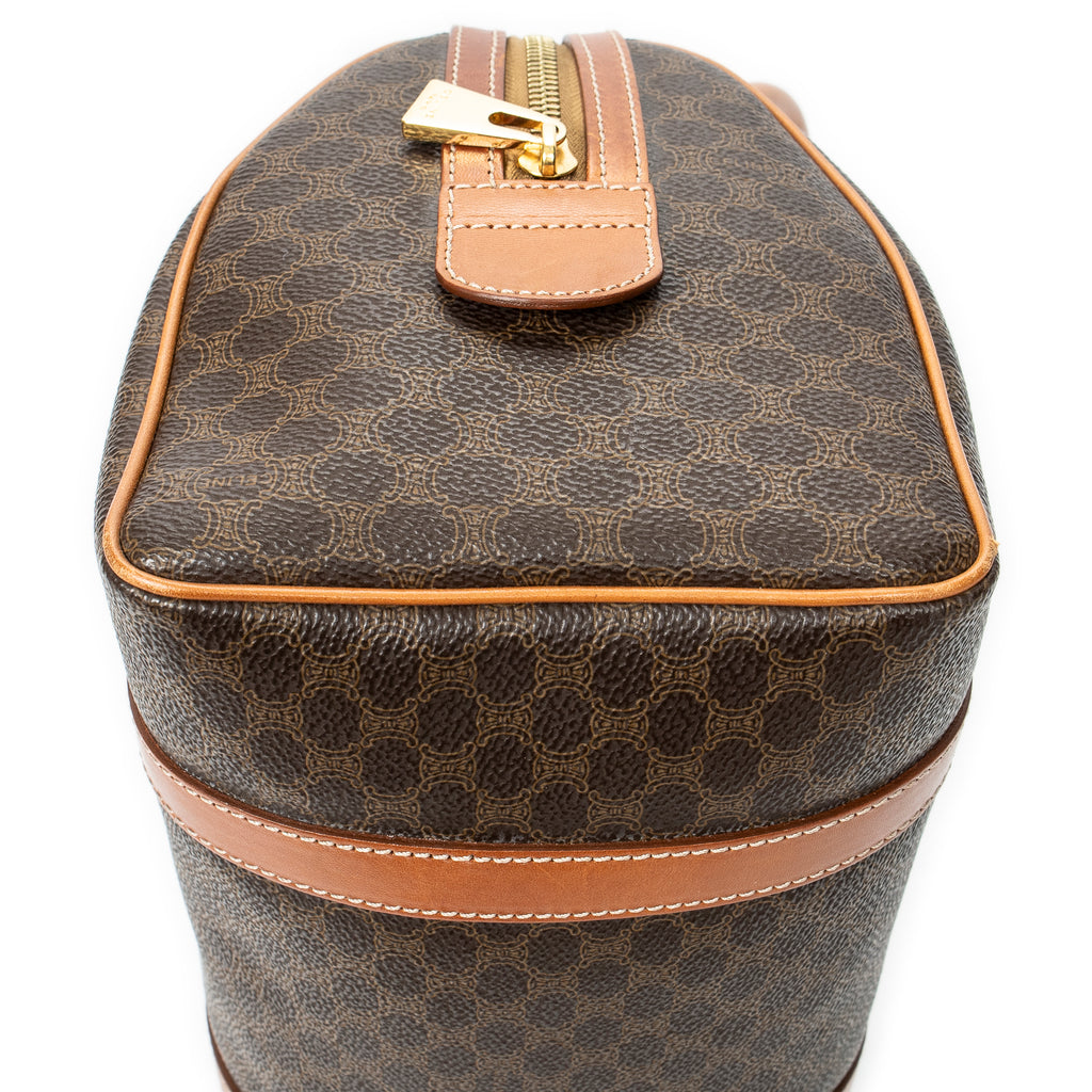 Handbag Vintage Mini Boston Brown Macadam Coated Canvas