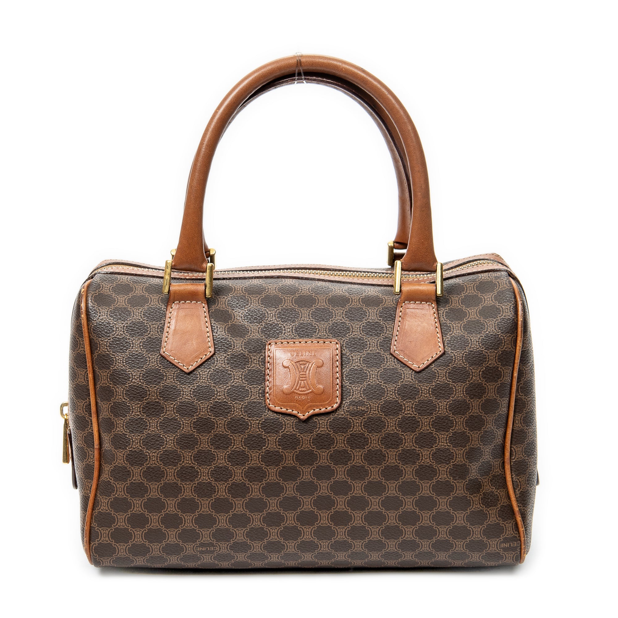 Handbag Vintage Mini Boston Brown Macadam Coated Canvas