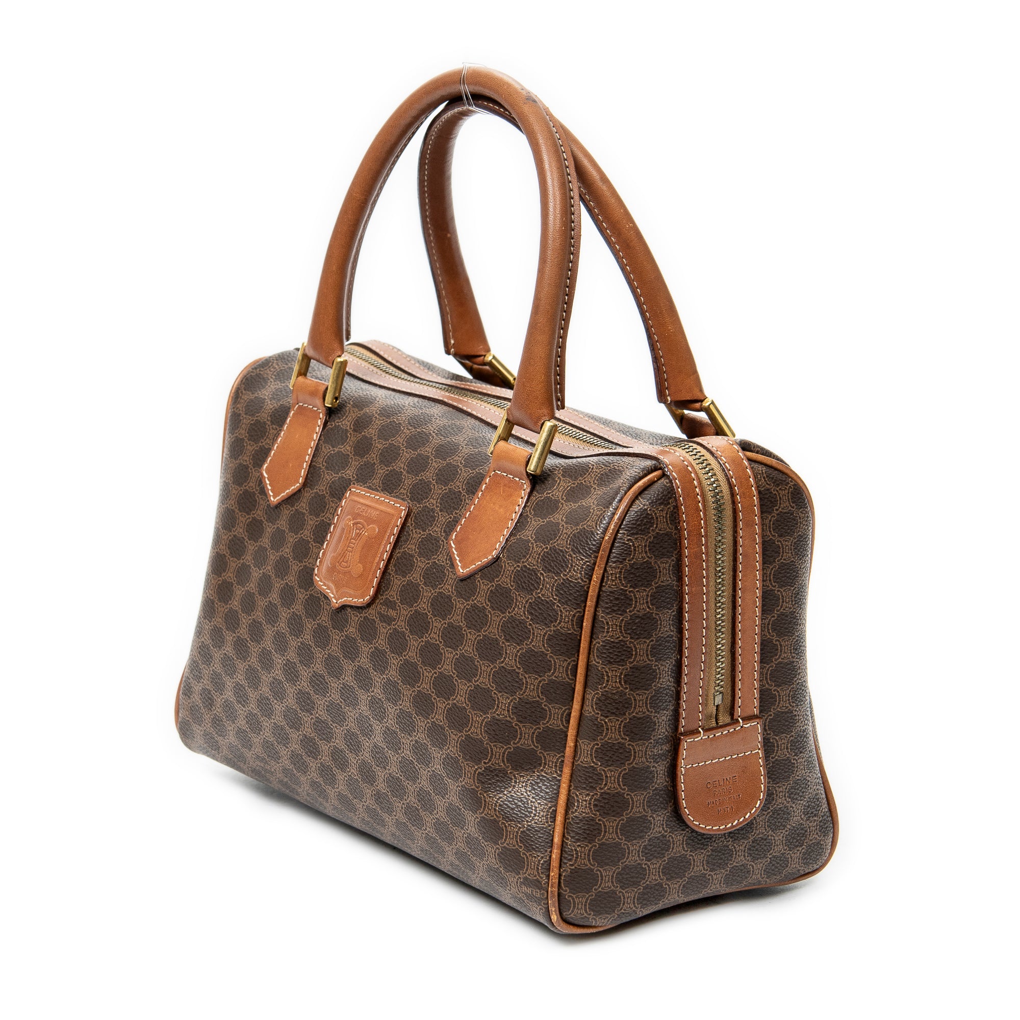Handbag Vintage Mini Boston Brown Macadam Coated Canvas