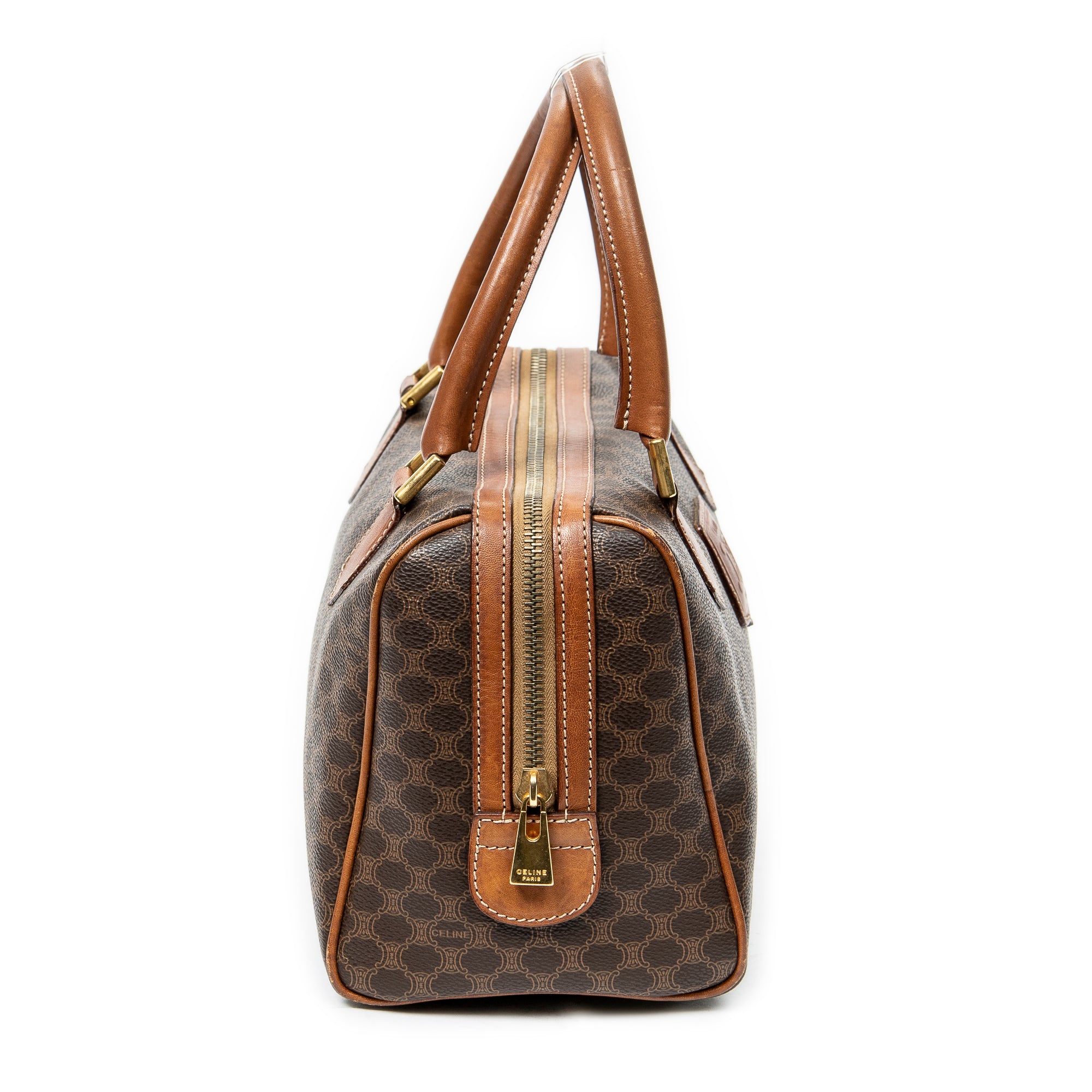 Handbag Vintage Mini Boston Brown Macadam Coated Canvas