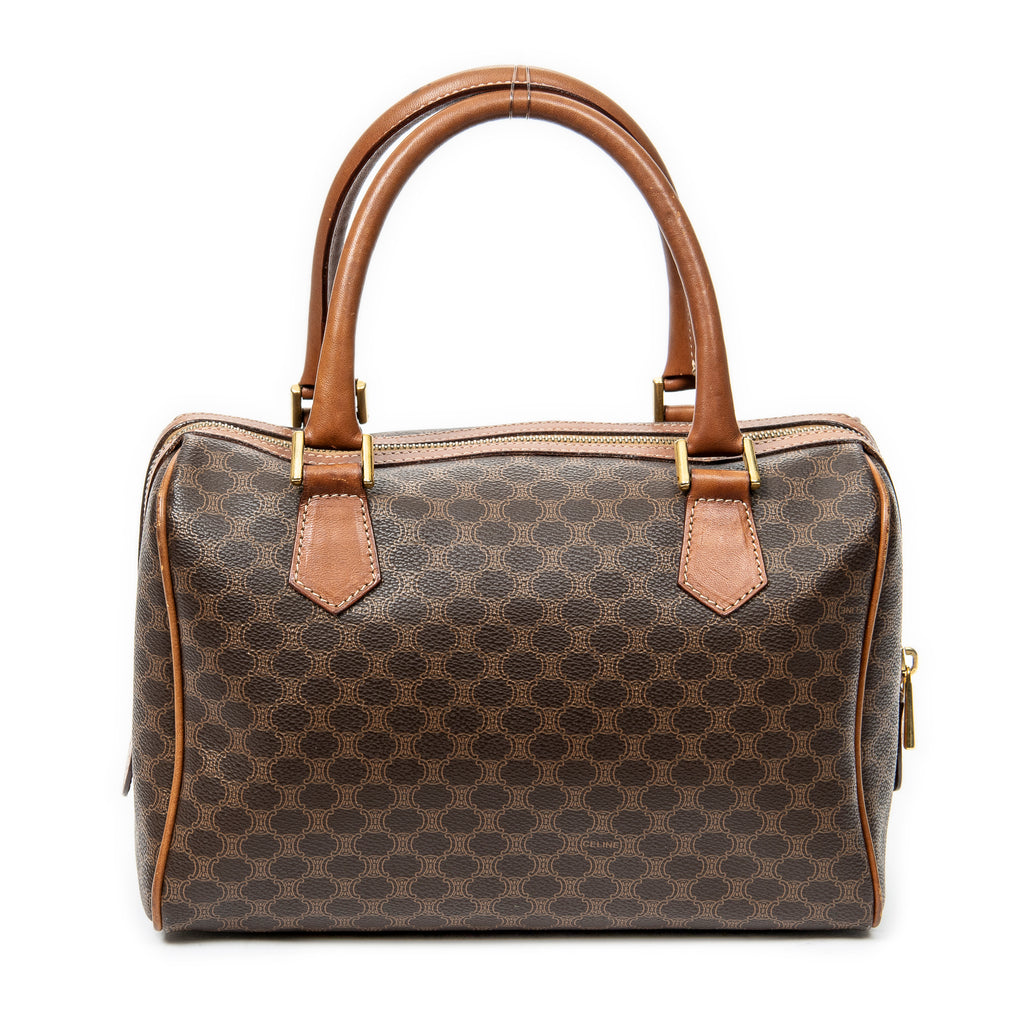 Handbag Vintage Mini Boston Brown Macadam Coated Canvas