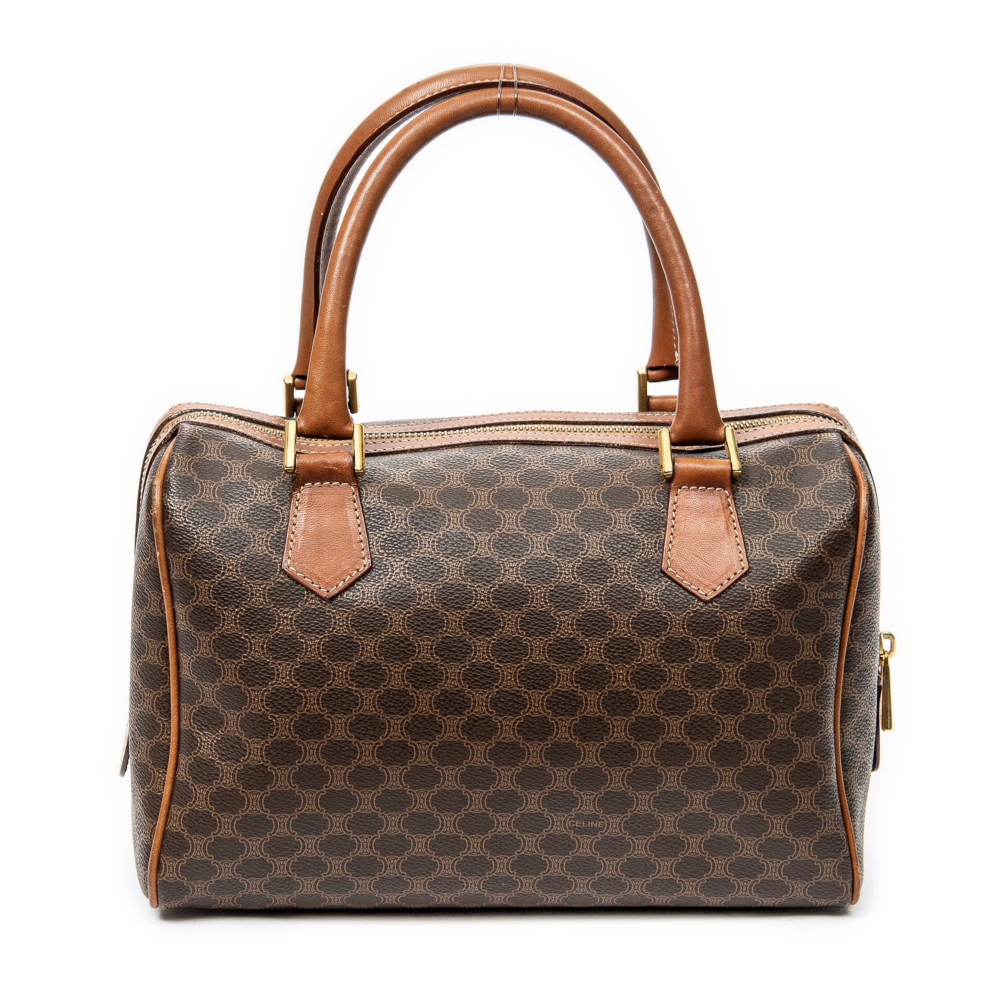 Handbag Vintage Mini Boston Brown Macadam Coated Canvas