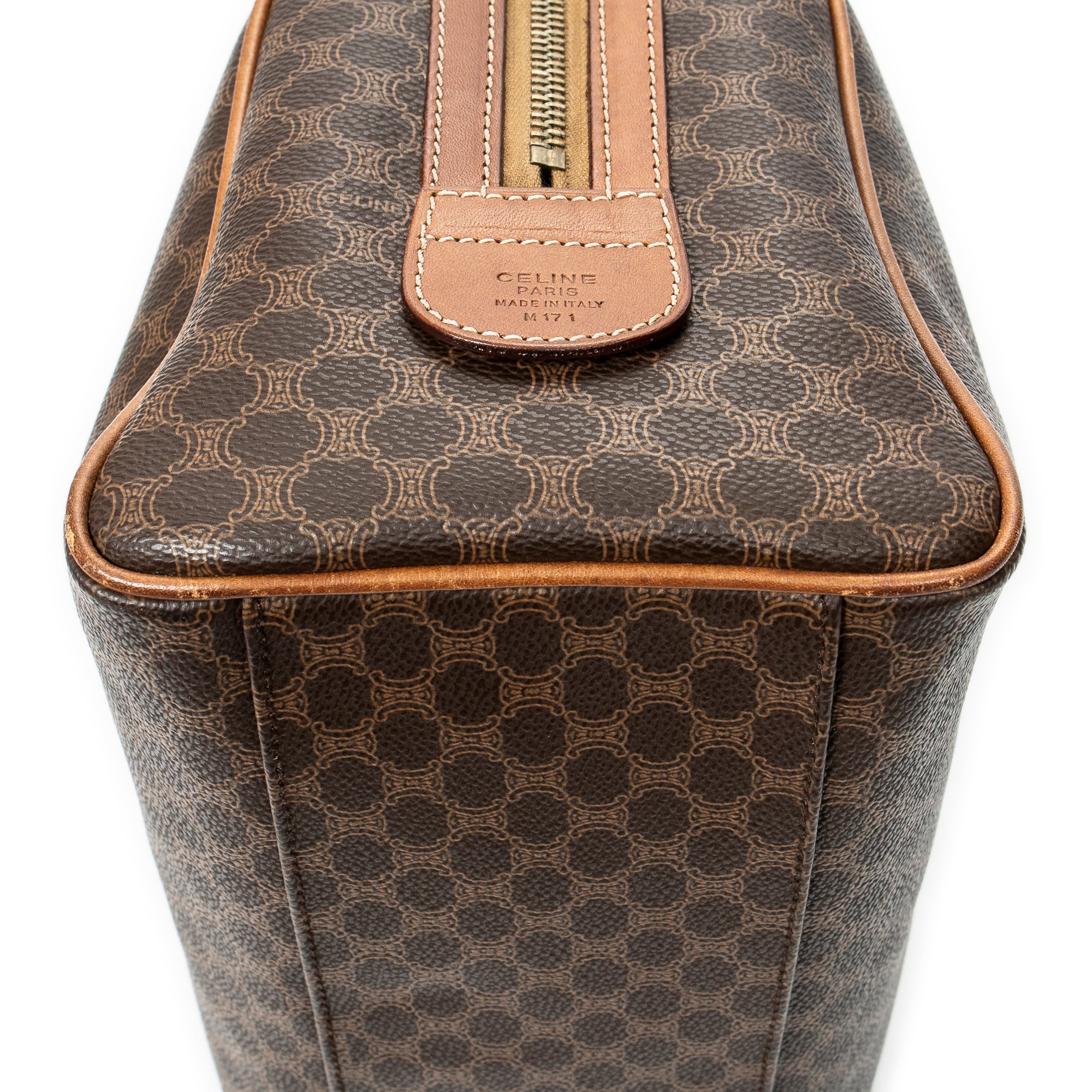 Handbag Vintage Mini Boston Brown Macadam Coated Canvas