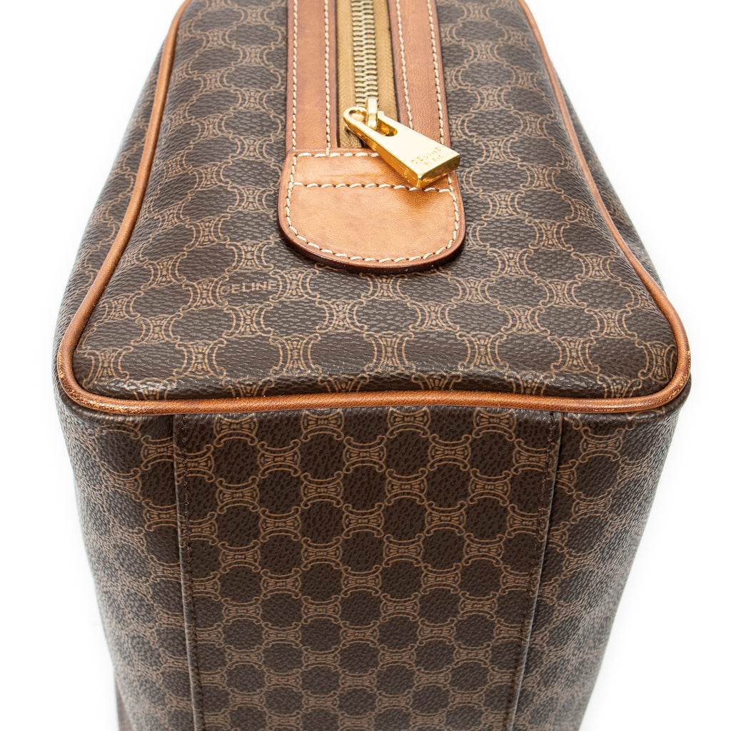 Handbag Vintage Mini Boston Brown Macadam Coated Canvas