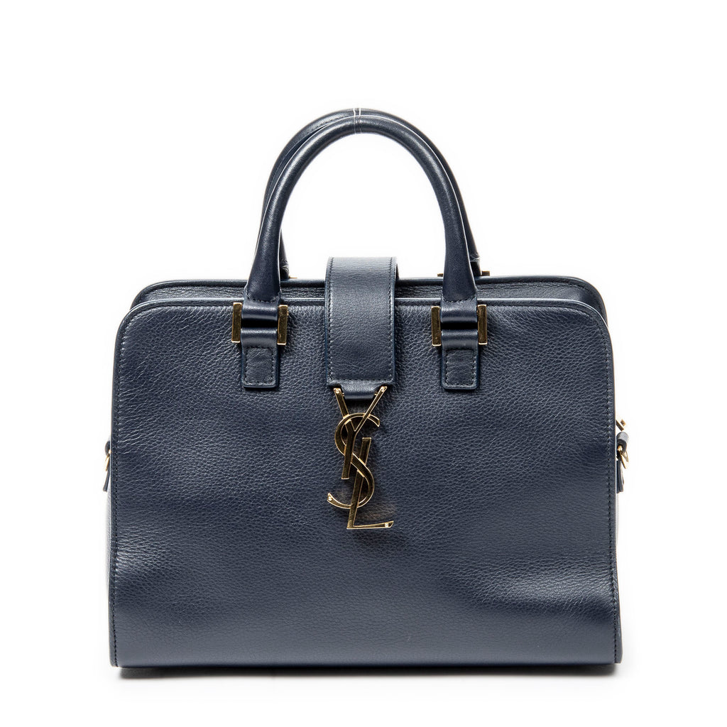 Handbag Baby Monogram Cabas Navy Grained Calfskin Leather
