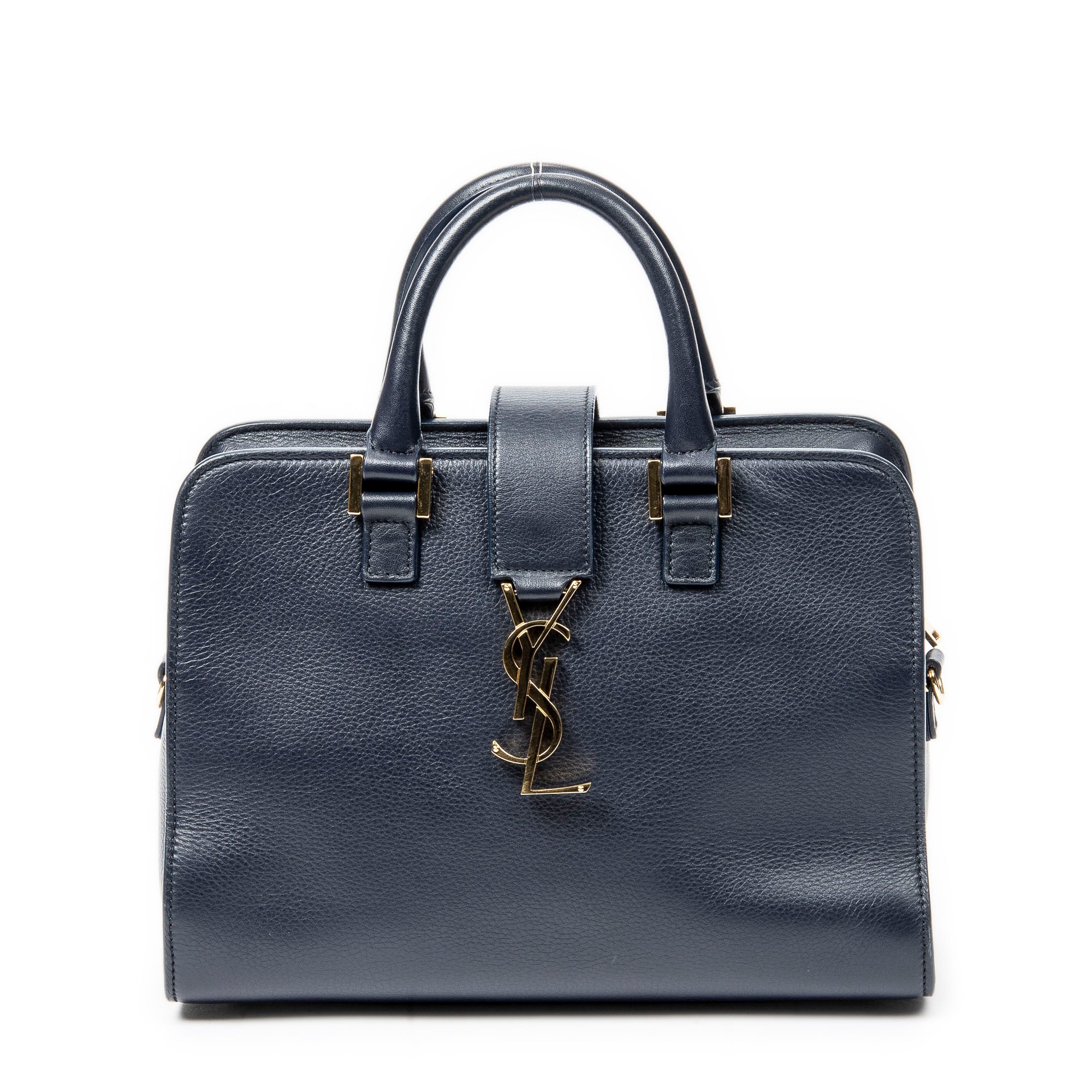 Handbag Baby Monogram Cabas Navy Grained Calfskin Leather