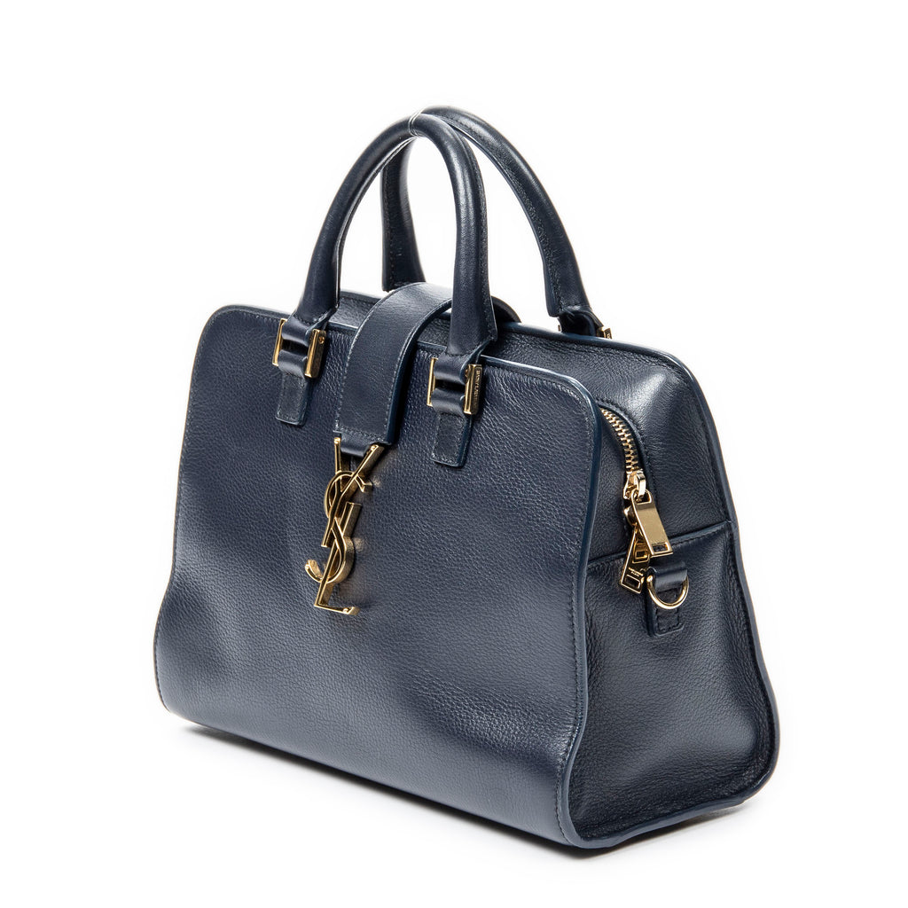 Handbag Baby Monogram Cabas Navy Grained Calfskin Leather