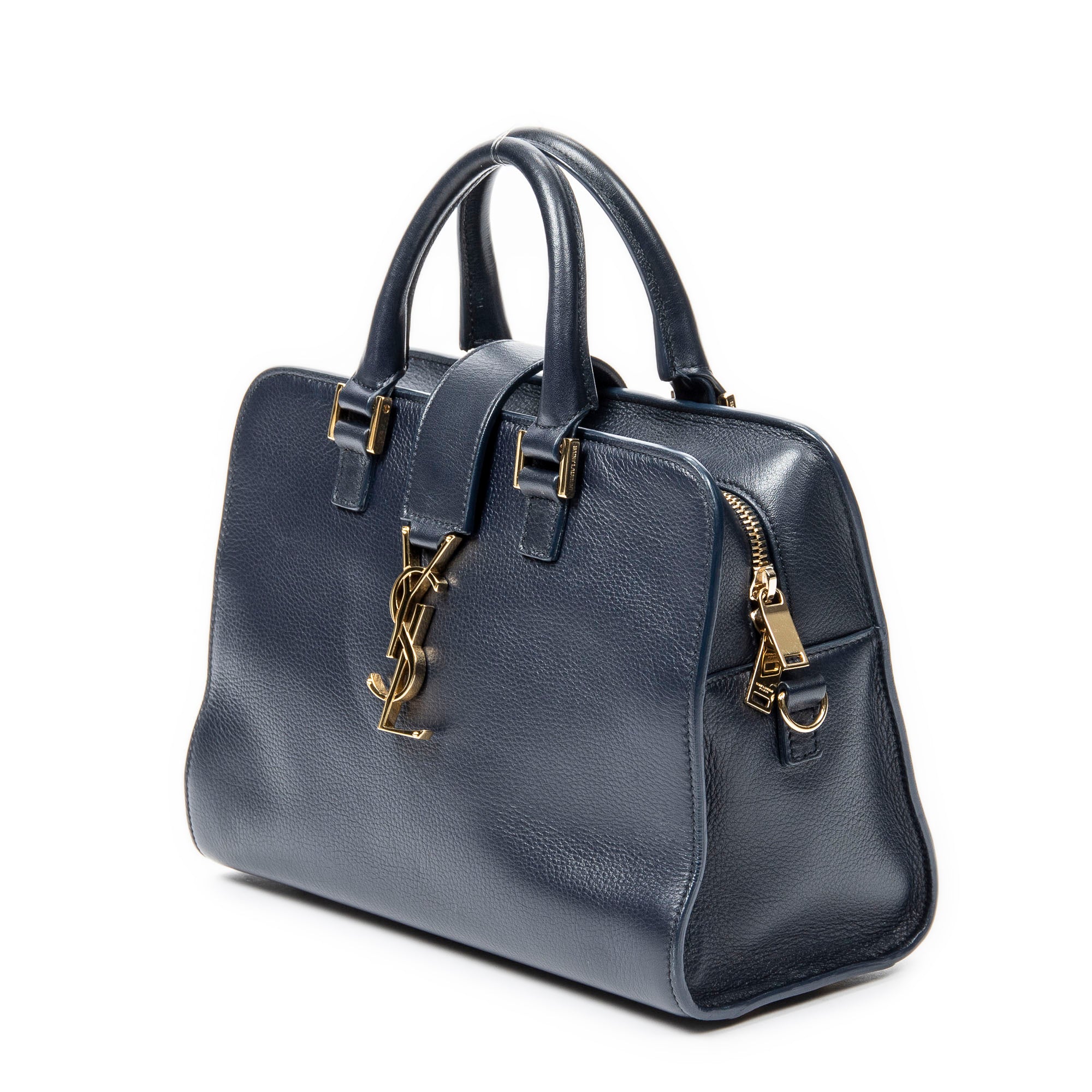 Handbag Baby Monogram Cabas Navy Grained Calfskin Leather