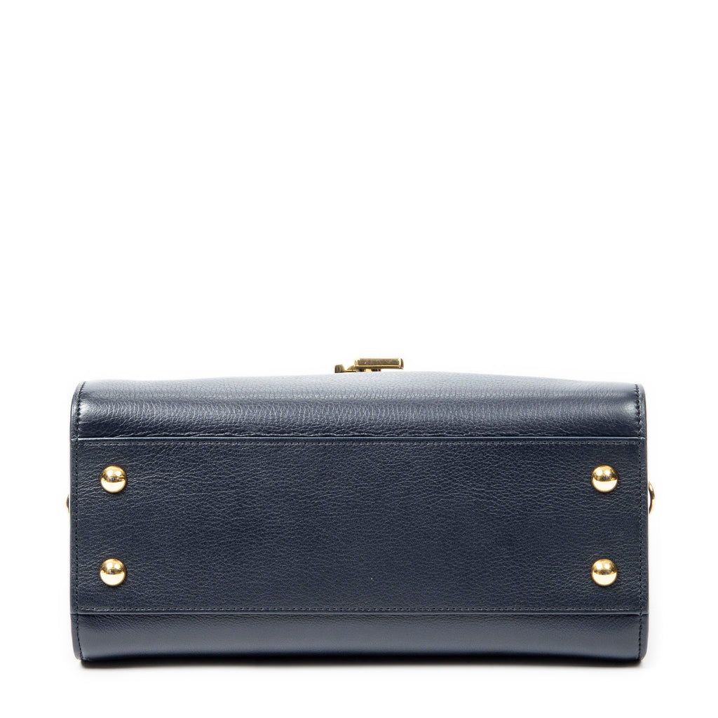 Handbag Baby Monogram Cabas Navy Grained Calfskin Leather