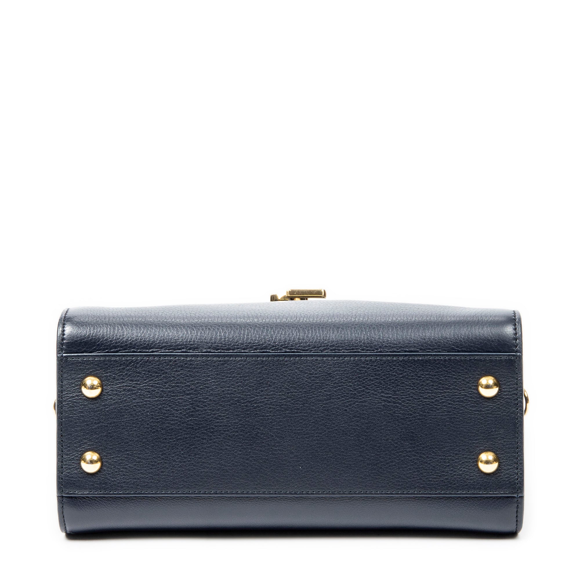 Handbag Baby Monogram Cabas Navy Grained Calfskin Leather