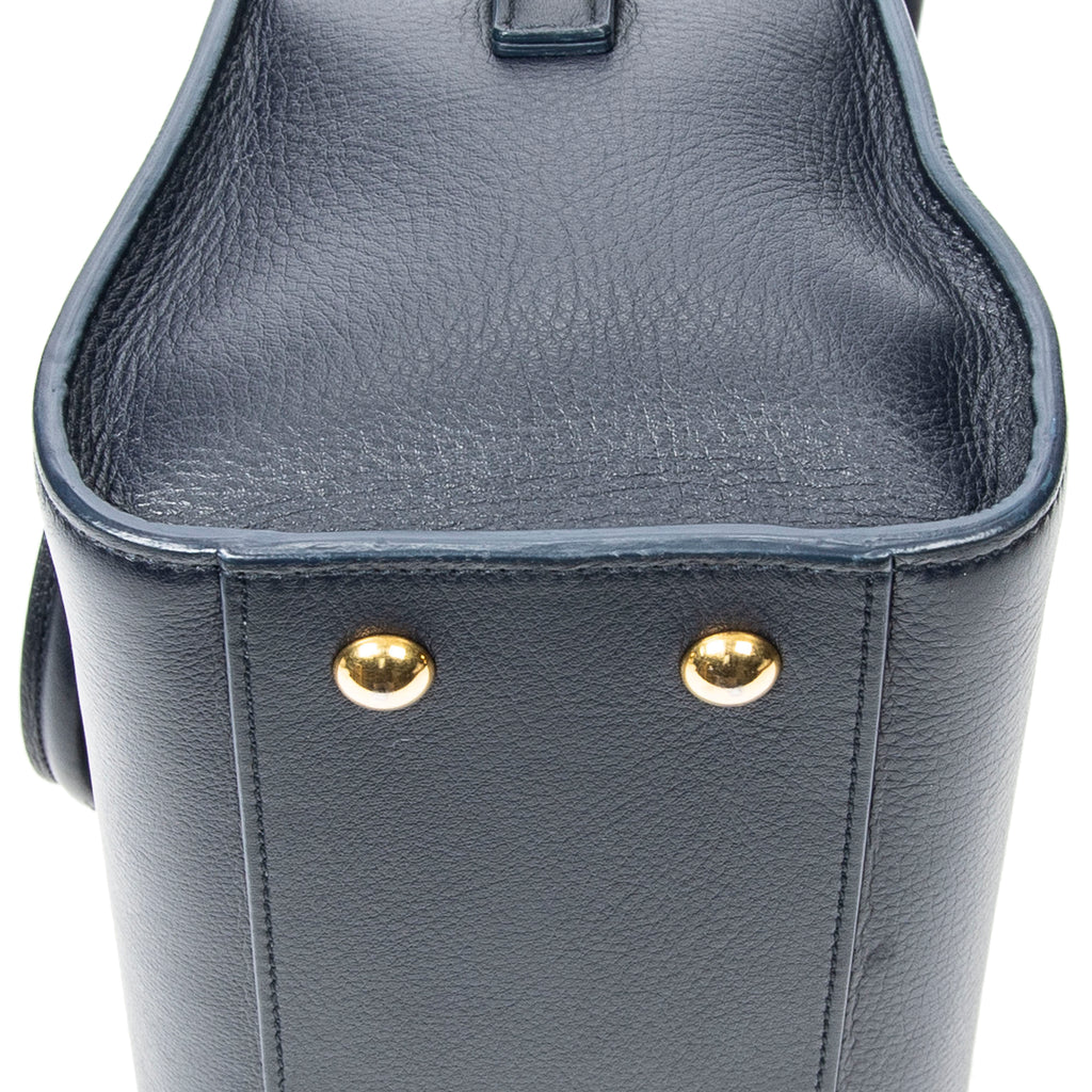 Handbag Baby Monogram Cabas Navy Grained Calfskin Leather