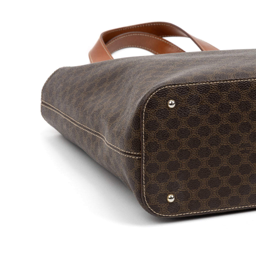 Handbag Vintage Zip Tote Brown Macadam Coated Canvas