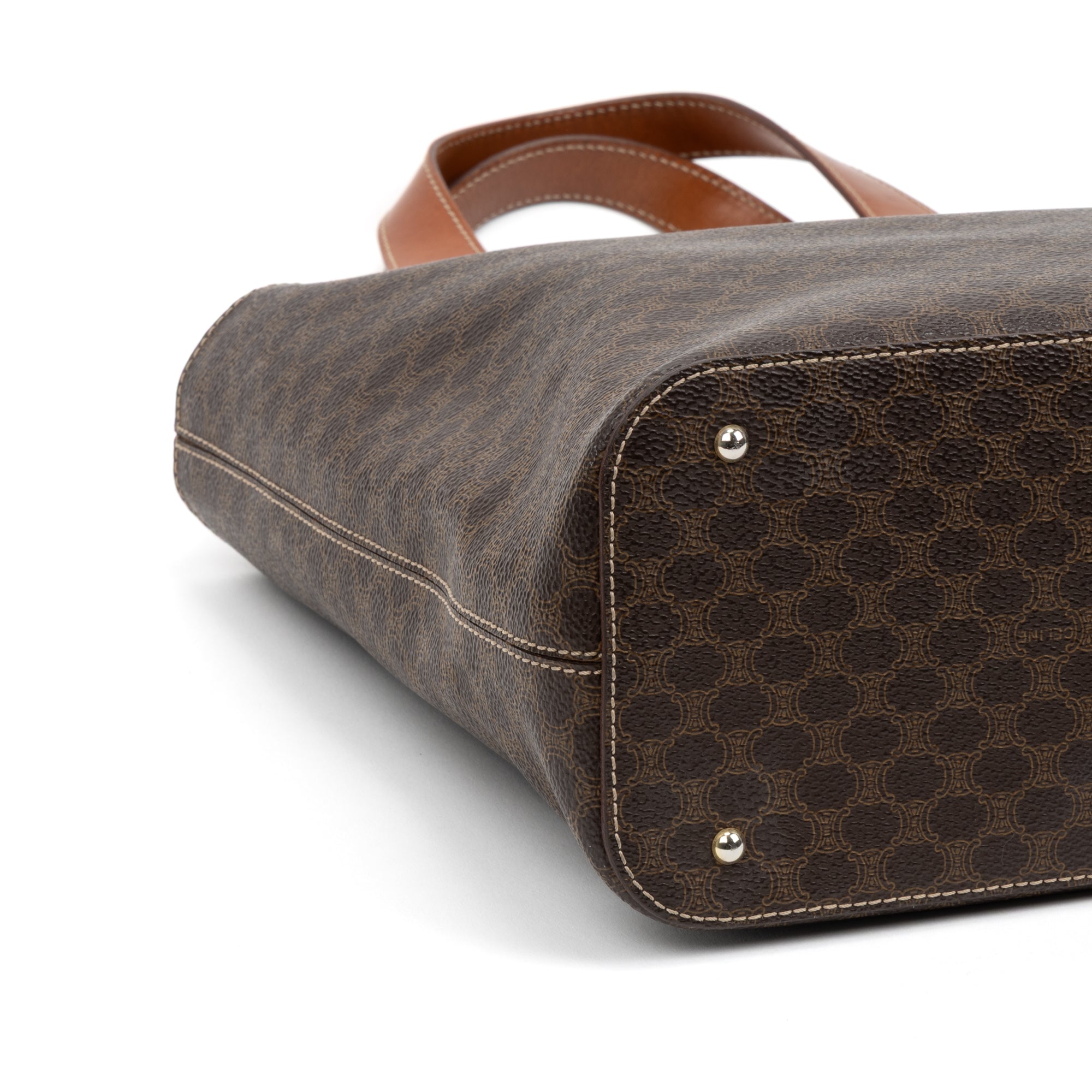 Handbag Vintage Zip Tote Brown Macadam Coated Canvas