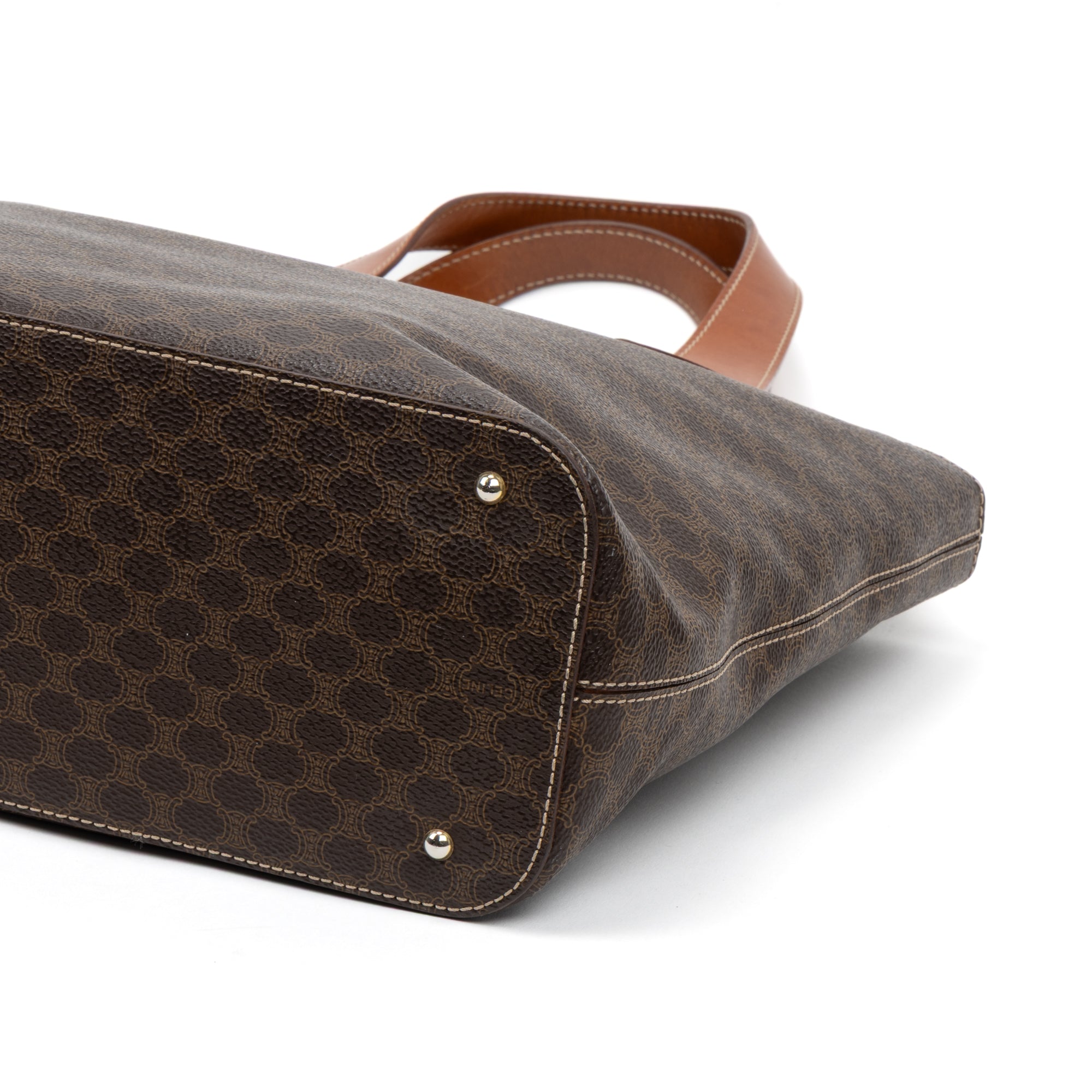 Handbag Vintage Zip Tote Brown Macadam Coated Canvas