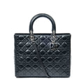 Handbag Large Lady Dior Zip Black Cannage Lambskin Leather